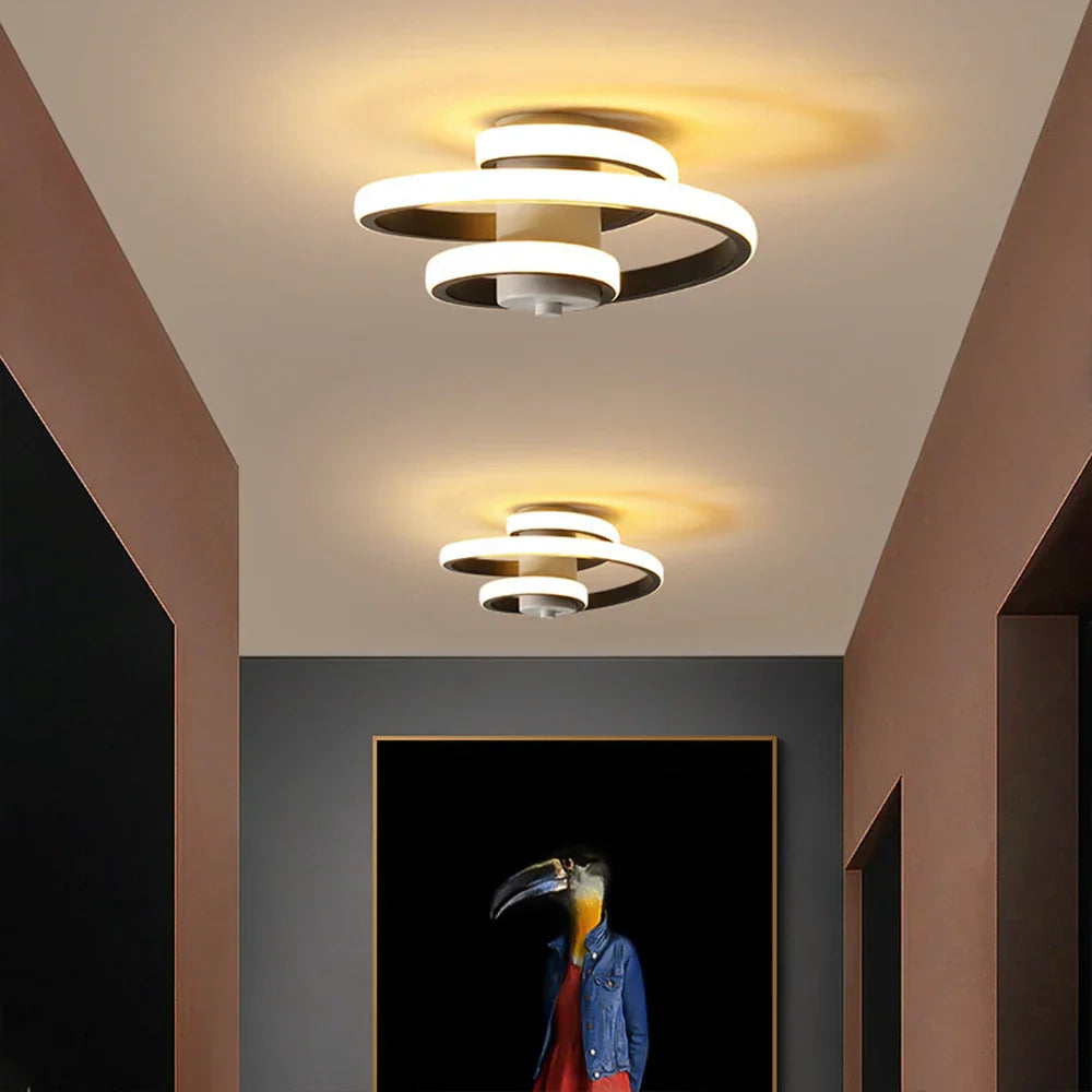 Spiral LED Ceiling Light: Modern Minimalist Indoor Lighting Fixture for Living Room