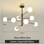 Black/Gold G9 LED Chandelier for Living Room Bedroom Modern Pendant Lighting