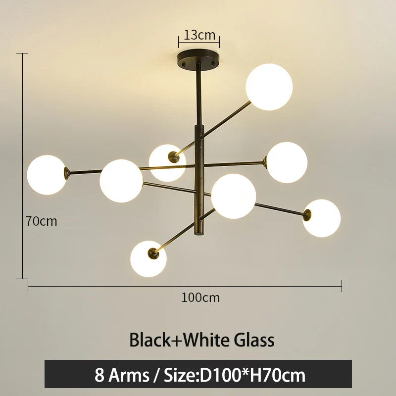 Black/Gold G9 LED Chandelier for Living Room Bedroom Modern Pendant Lighting