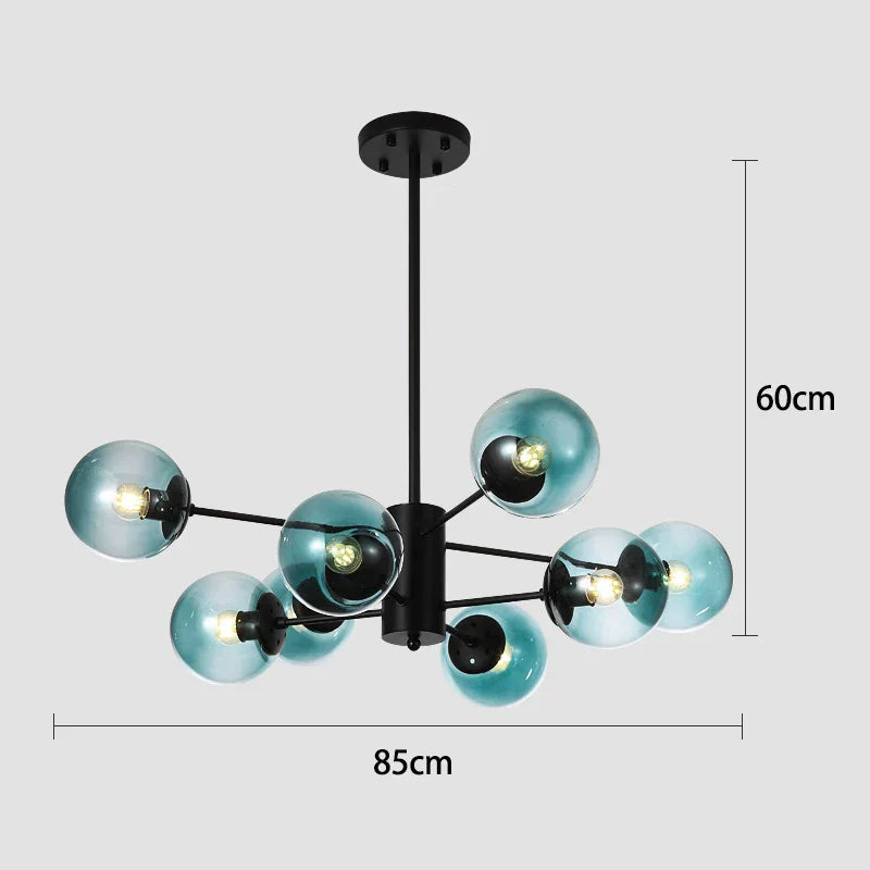 Black/Gold Glass Pendant Light for Living Room Bedroom Restaurant