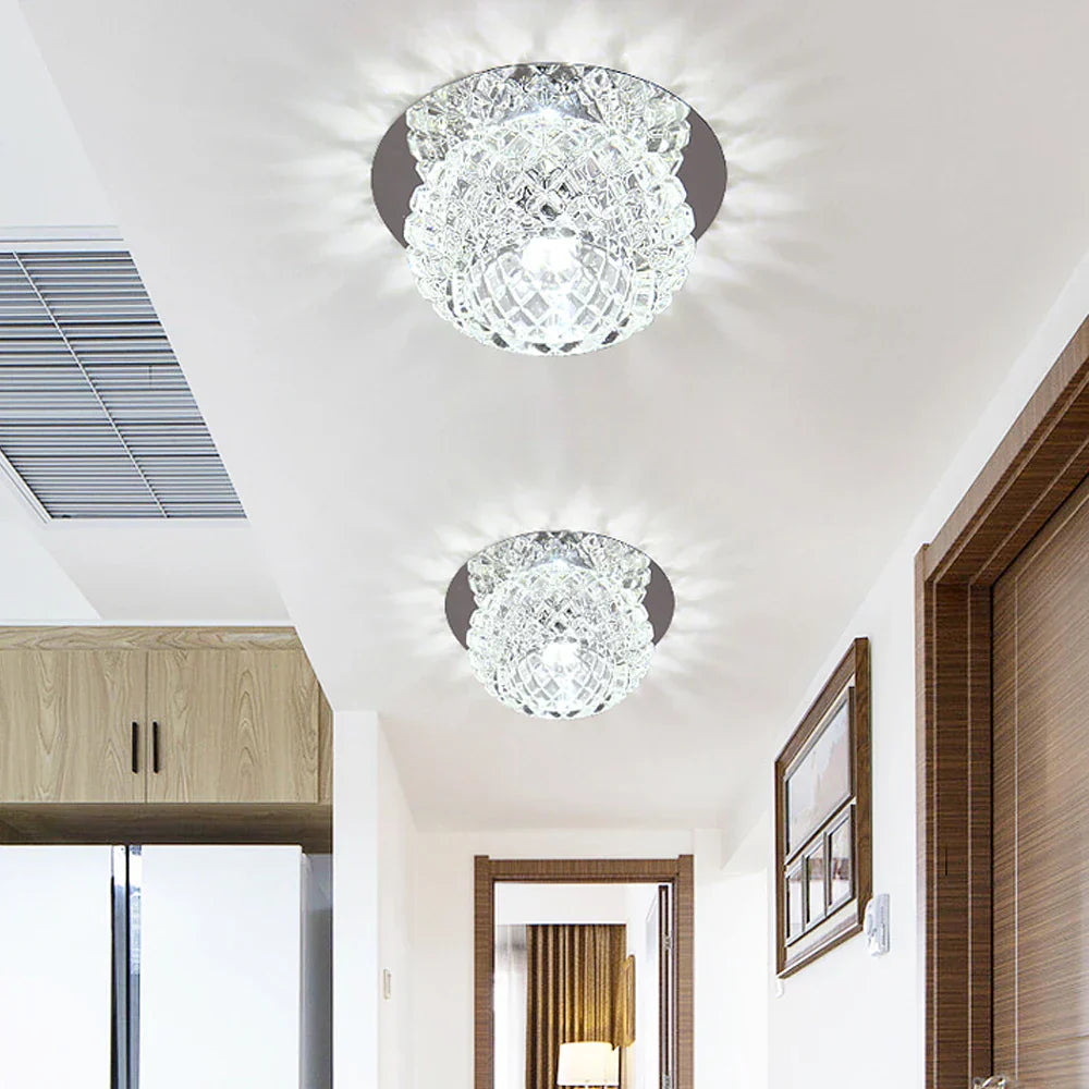 Crystal LED Ceiling Chandelier for Aisle, Balcony, Porch, and Corridor Lighting