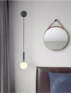 Modern Gold Black Hanging Wall Lamp with Glass Lampshade for Bedroom Decor