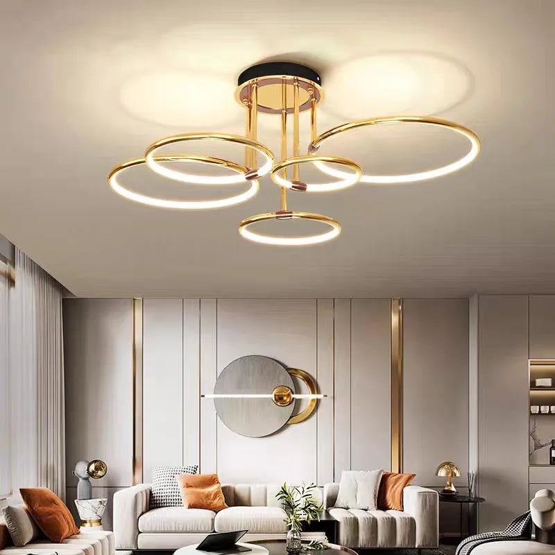 Modern Rings Chandelier for Living Room Dining Bedroom Ceiling Lamp