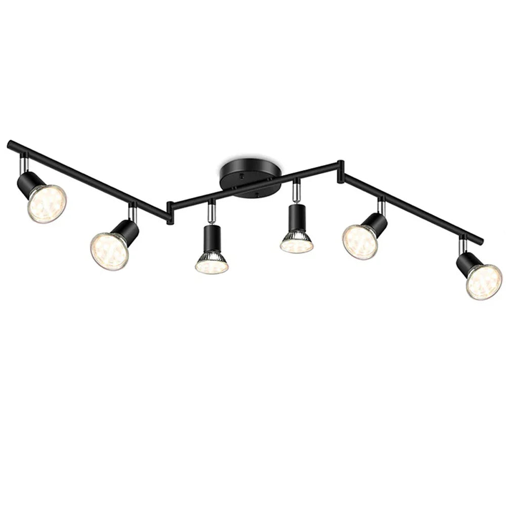 6 Head LED Ceiling Light GU10 Adjustable Angle Spot Lamp for Living Room Bedroom