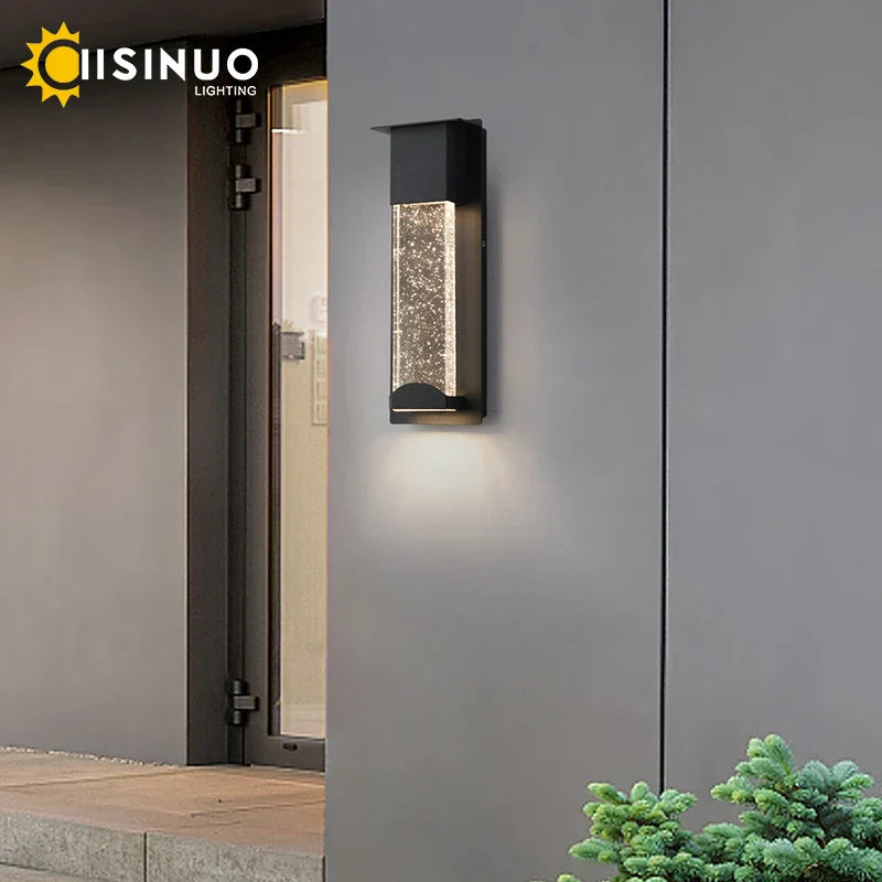 Crystal Outdoor LED Wall Light with PIR Motion Sensor, IP65 Waterproof Sconce Luminare