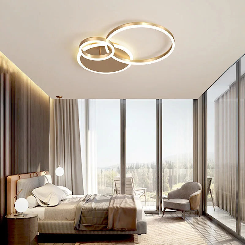 LED Rings Ceiling Chandelier for Decorative Living Room, Dimmable Indoor Lamps