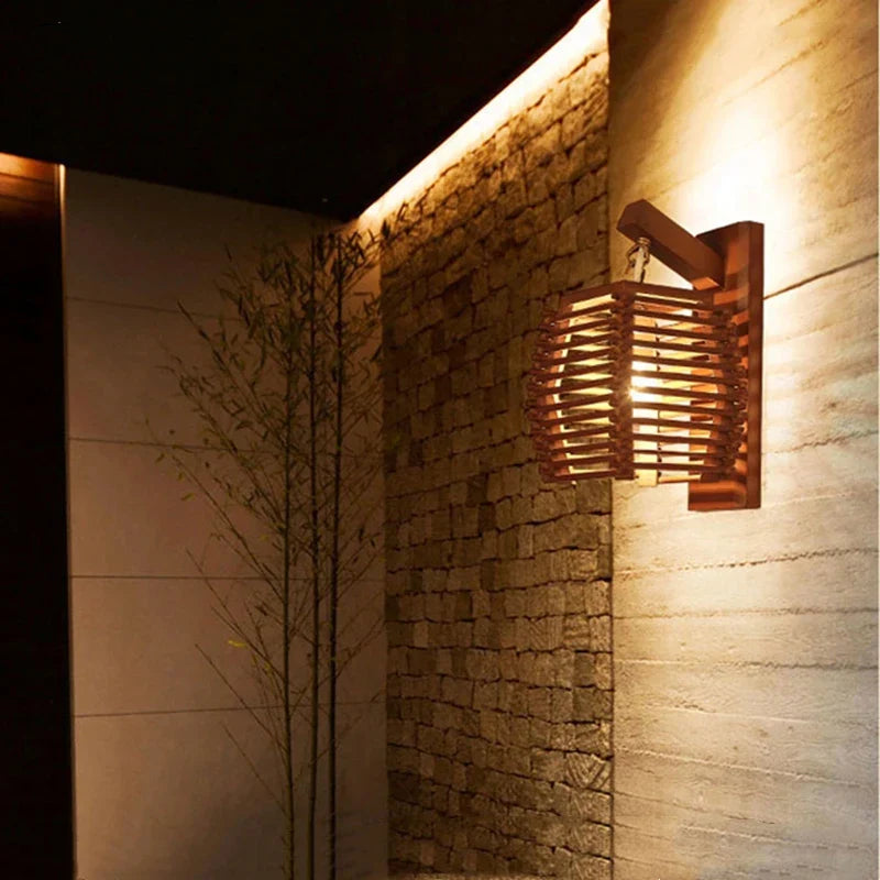 Bamboo Wall Sconce Light for Aisle Corridor Hotel Restaurant Cafe