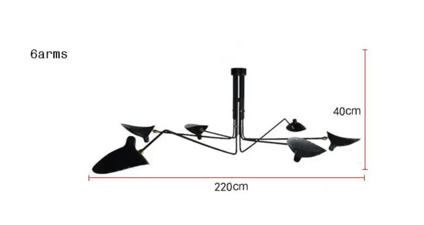 Black Swing Arm Chandelier | Loft Industrial Adjustable Lighting Fixture