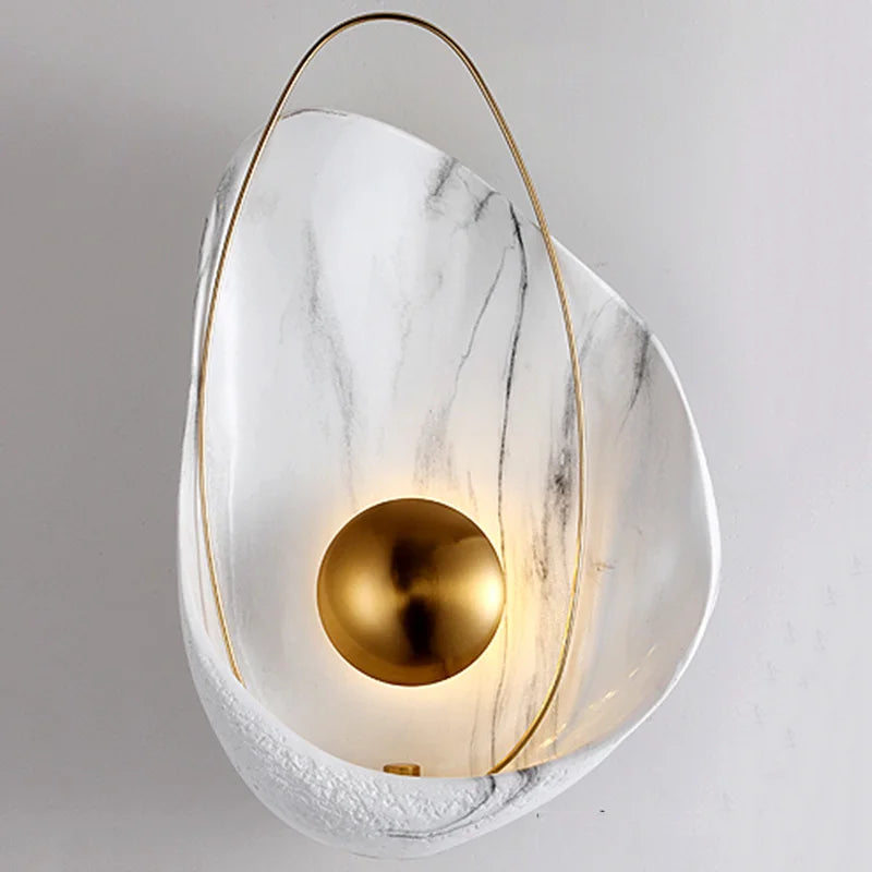 Marble Shell Wall Lamp, Nordic Modern Design for Living Room Bedroom Aisle.