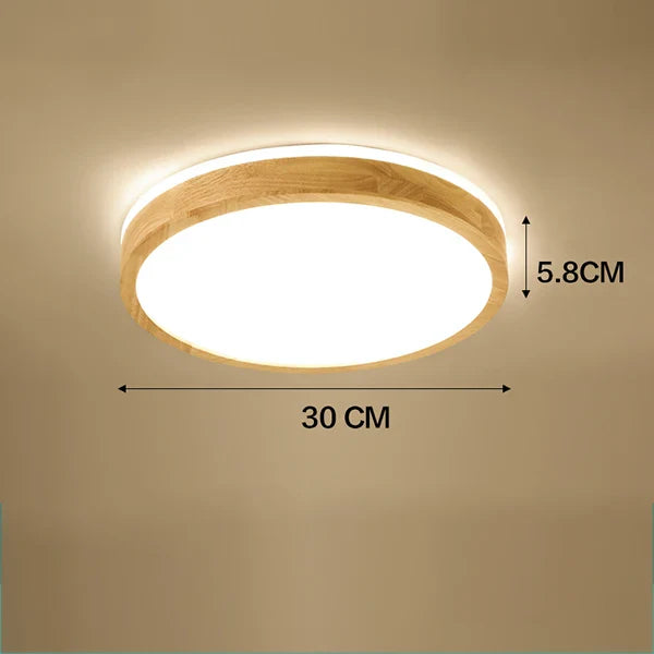 Nordic Wood Ceiling Light Ultra-thin LED Modern Bedroom Lamp