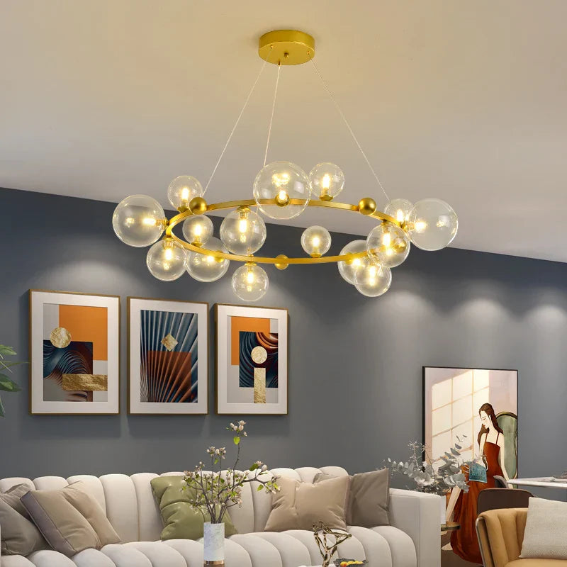 Nordic Glass Ball Pendant Light Gold/Black Dining Living Room Decor Afralia™