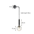 Round LED Glass Wall Lamp Scandinavian Bedside Reading Light E27