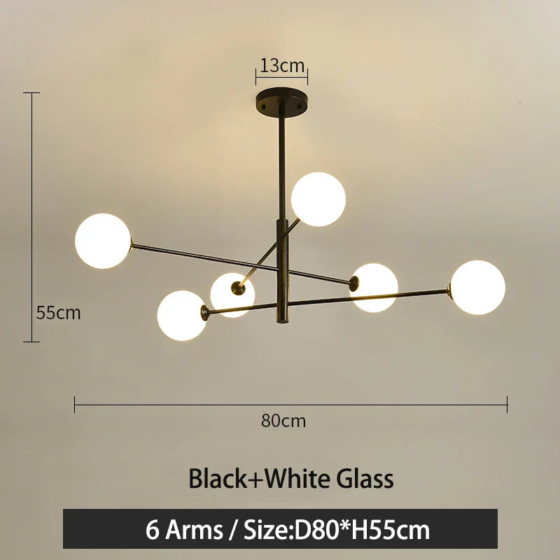 Black/Gold G9 LED Chandelier for Living Room Bedroom Modern Pendant Lighting