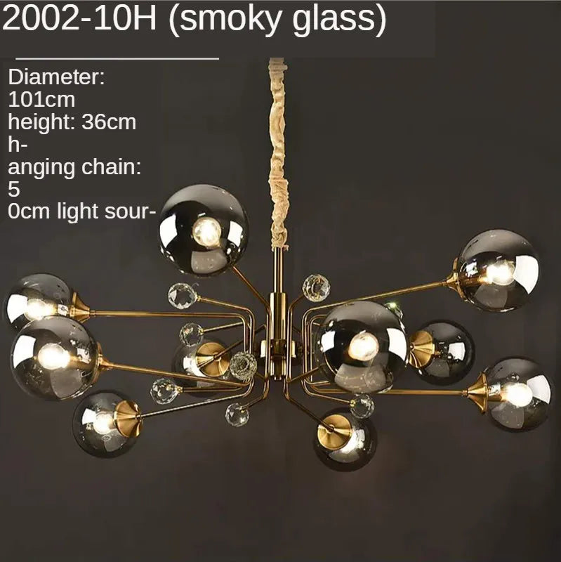 Modern Glass Ball LED Chandelier | Luxury Indoor Hanging Lamps for Living Room