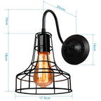 Black Cage Guard Wall Sconce LED Lamp Indoor Retro Lighting Fixture