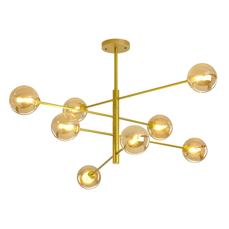 Black/Gold G9 LED Chandelier for Living Room Bedroom Modern Pendant Lighting