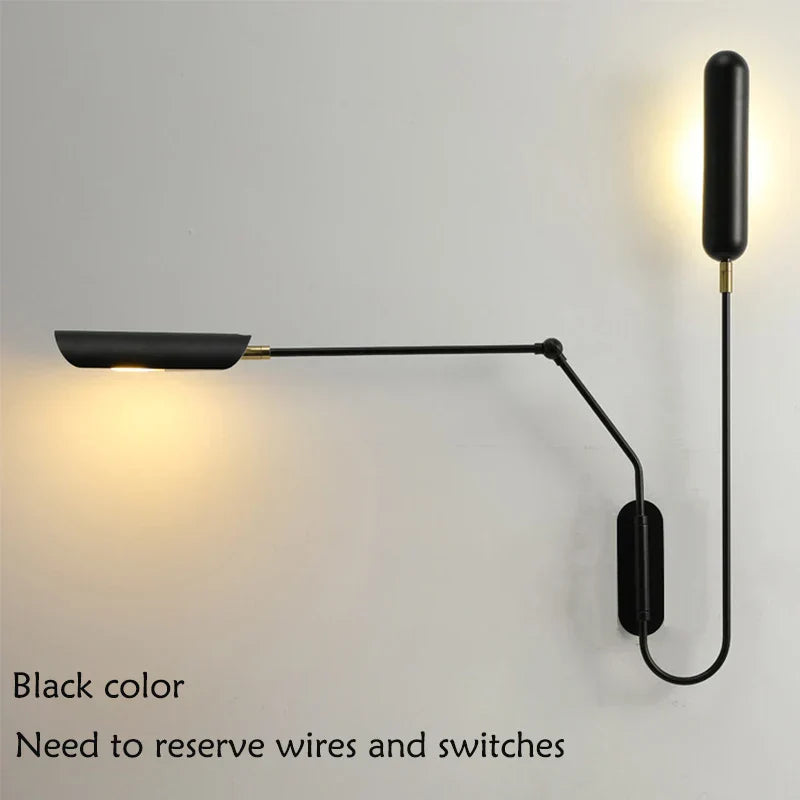 Adjustable Retro Wall Lamp with Long Arm and LED E27 Light