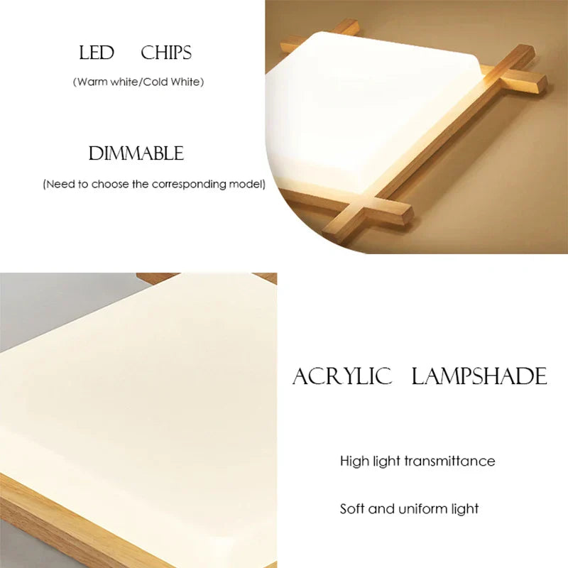 Wood Lampshades Flush Mount Ceiling Light for Living Room Bedroom