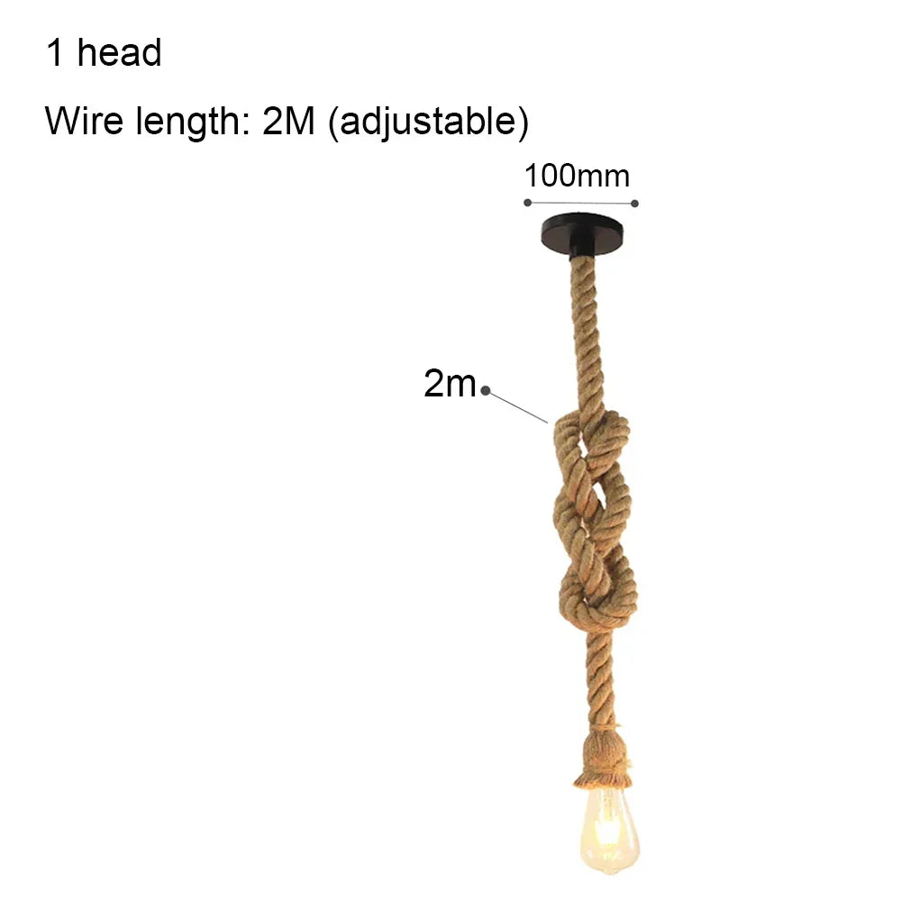 Spider Chandelier Hemp Rope Pendant Light Vintage Industrial Ceiling Lamp