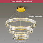 Luxury Crystal LED Chandelier: Dimmable Circle Droplight for Villa Stairs & Living Room