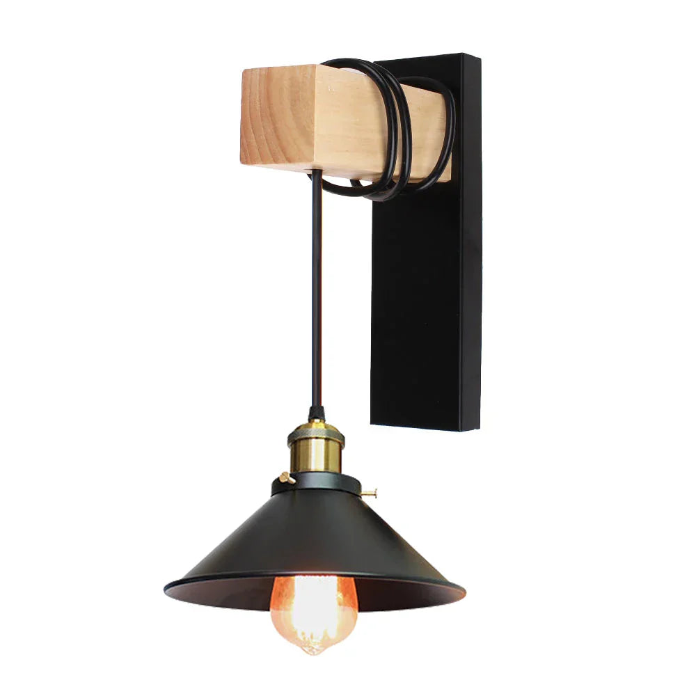 Industrial Iron Wood Wall Lamp E27 Modern Nordic Sconce by for Home Decor Bedroom