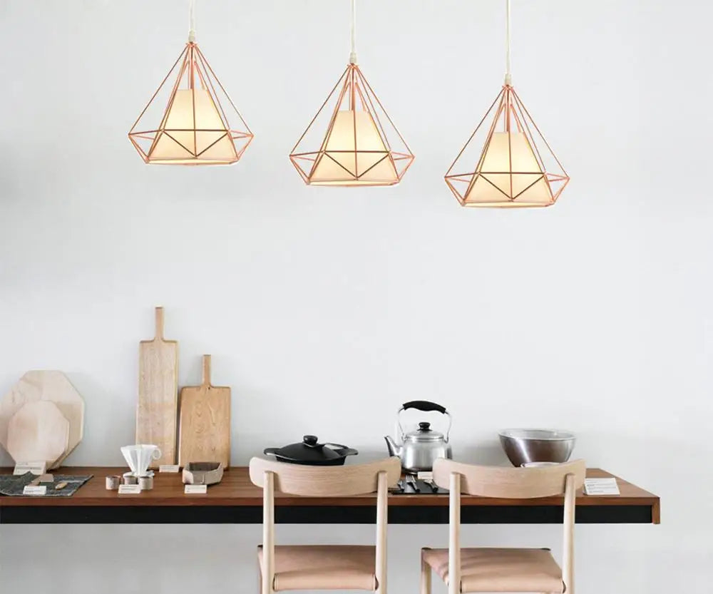 Rose Gold Industrial Iron Pendant Lights for Home Living Room Kitchen.
