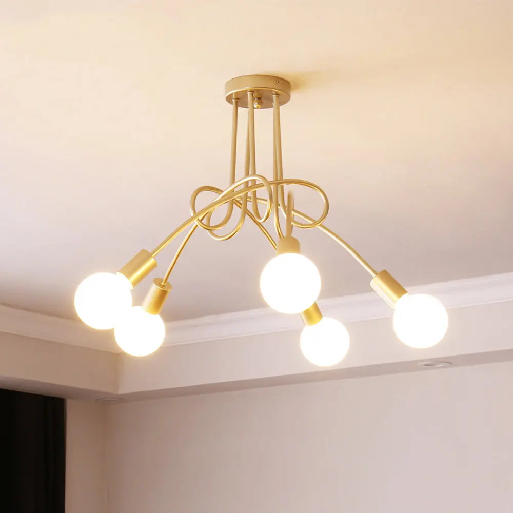Modern Iron Ceiling Chandelier: 3/5 Sockets Lights for Living Room & Bedroom