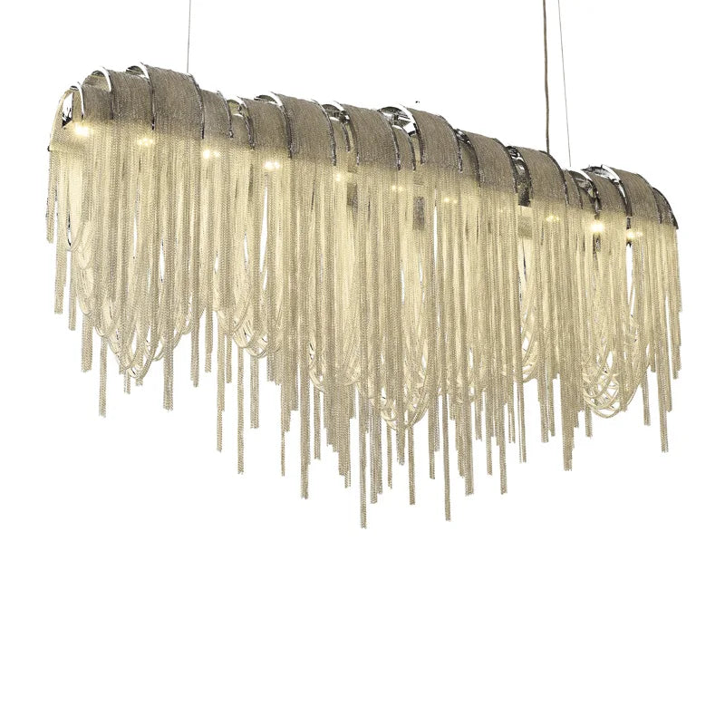 Luxury Tassel LED Chandelier - Elegant Aluminum Chain Pendant Light