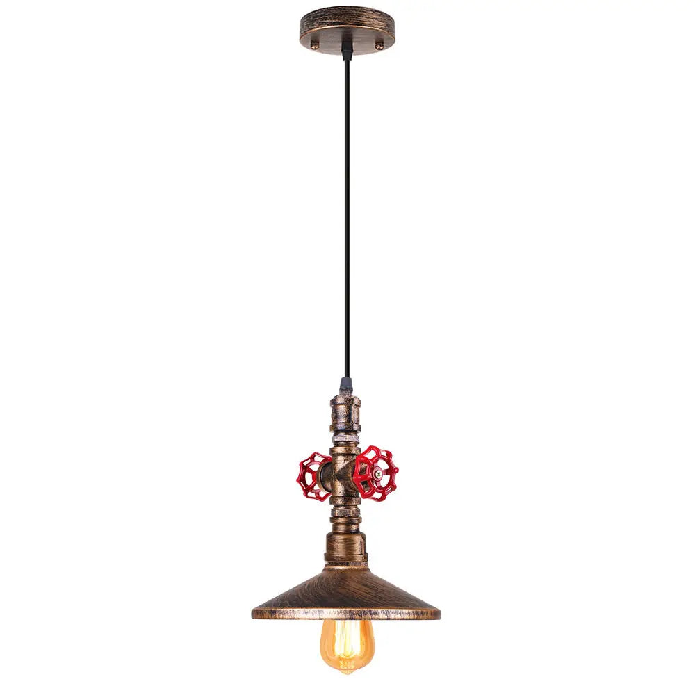 Industrial Iron Water Pipe Pendant Light - Retro E27 LED Hanging Lamp