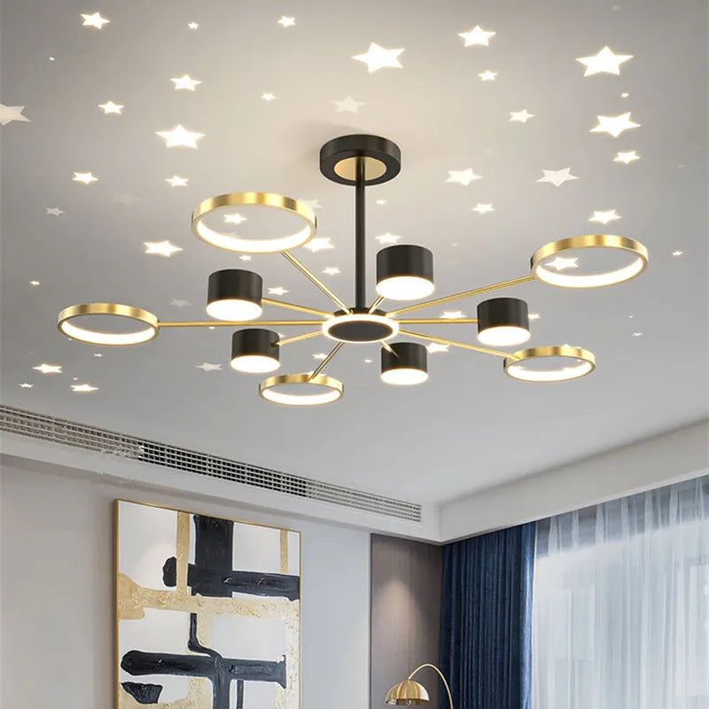 Modern Stars Chandelier Ring Light LED for Living Room Kids Room