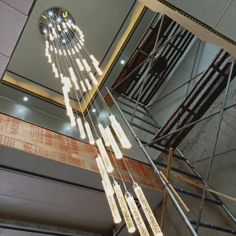 Golden LED Crystal Chandelier for Living Room Staircase