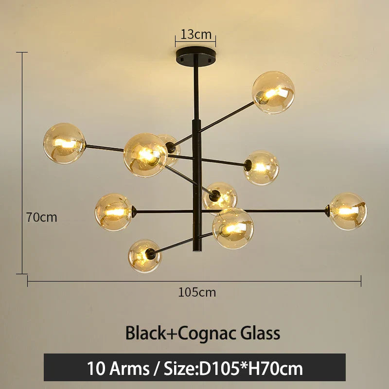 Black/Gold G9 LED Chandelier for Living Room Bedroom Modern Pendant Lighting