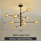 Black/Gold G9 LED Chandelier for Living Room Bedroom Modern Pendant Lighting