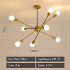 LED Ceiling Chandelier: Modern & Industrial Sputnik Style for Living Room & Bedroom