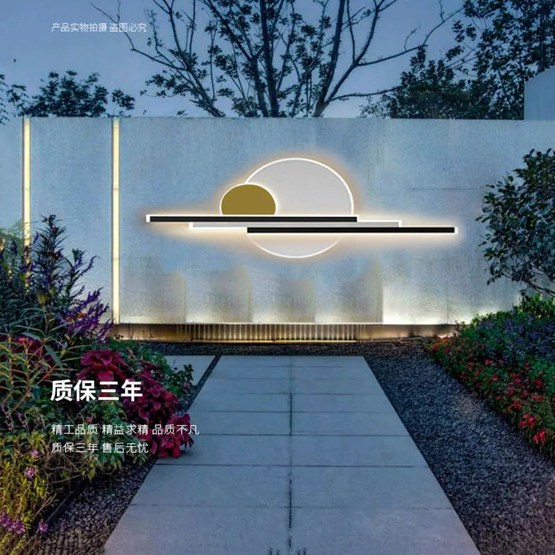 Modern Outdoor Wall Lamp Gold Color IP65 Waterproof LED Sconce Light