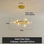 Nordic Glass Ball Pendant Light Gold/Black Dining Living Room Decor Afralia™