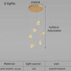 Modern Golden Round Acrylic Stair Chandelier by - Elegant Designer Lighting for Home