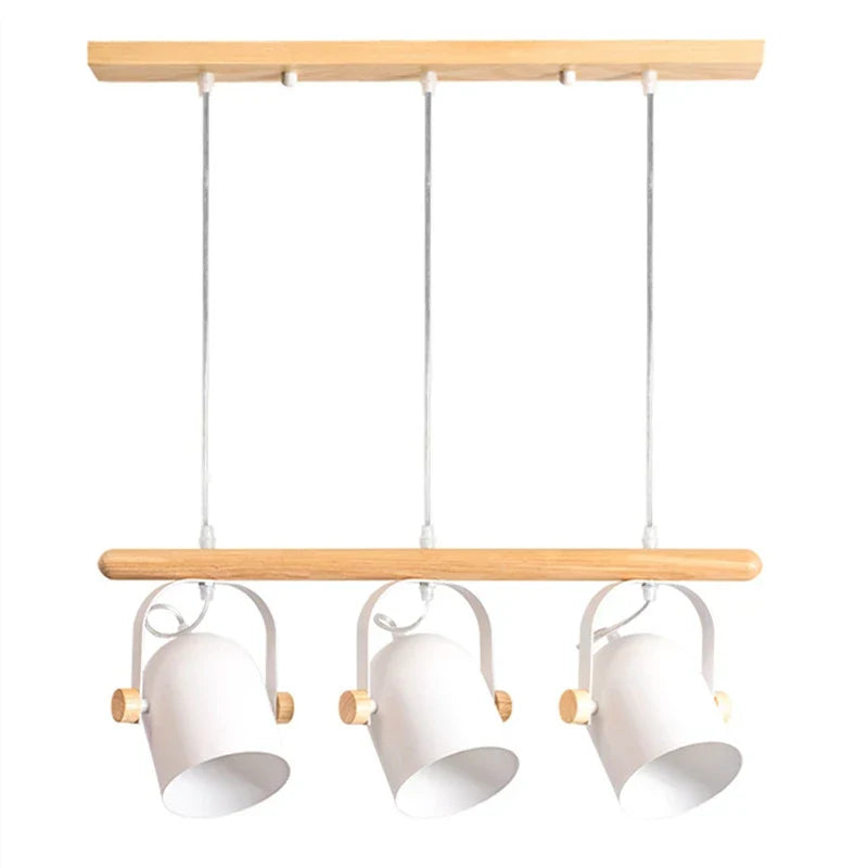 3-Light Wooden Iron Art Pendant Lamp for Dining Living Room Restaurant