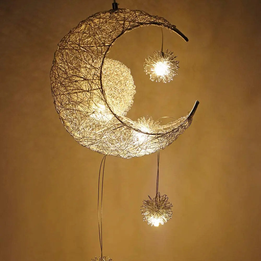 Moon Star LED Pendant Light for Kids Bedroom Christmas Decor