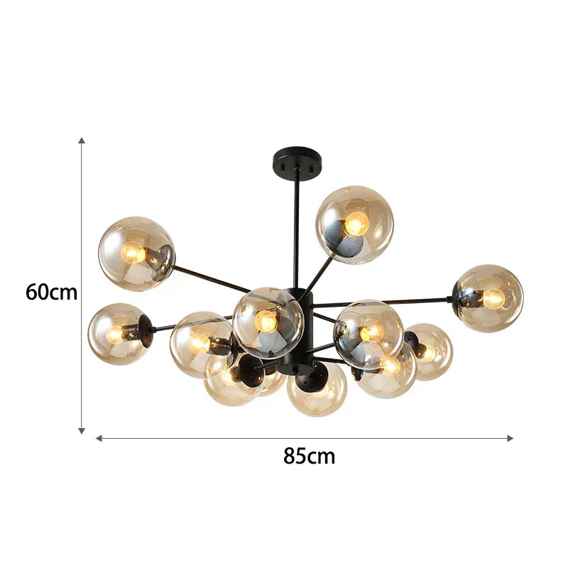 Black/Gold Glass Pendant Light for Living Room Bedroom Restaurant