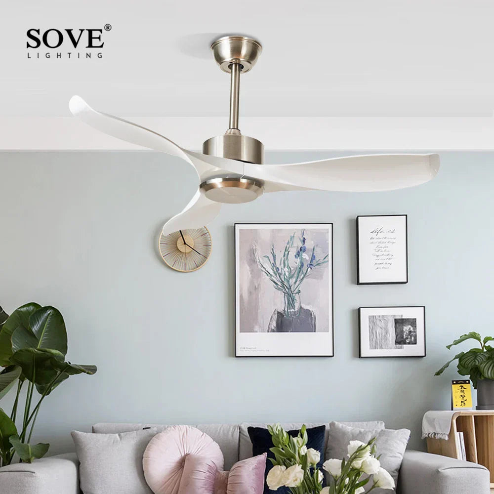 52" DC Remote Control Plastic Blade Ceiling Fan (No Lights)