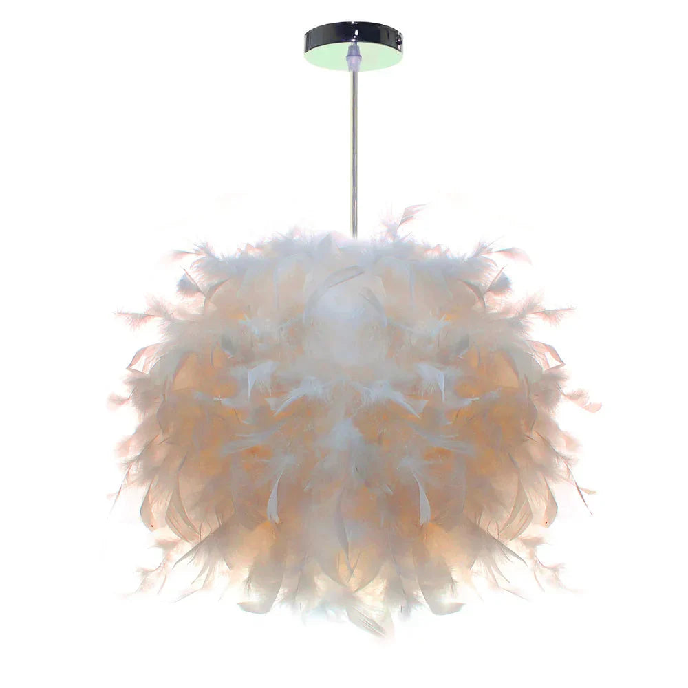 Feather Pendant Light: Romantic Bedroom Living Room Suspension Lamp