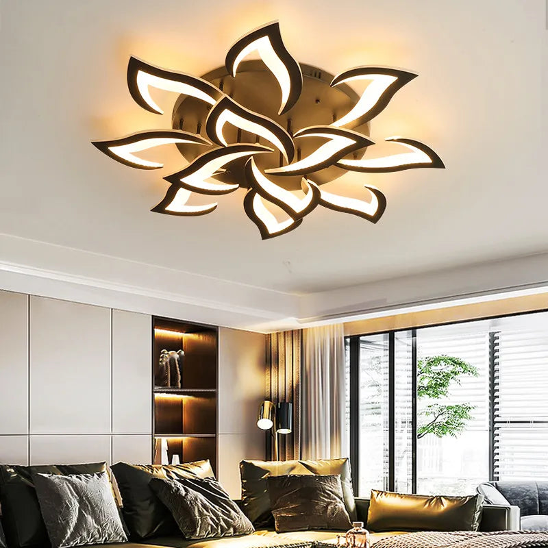 Remoteled Ceiling Chandelier: Modern Art Deco Lighting Fixtures for Living, Dining, Bedroom