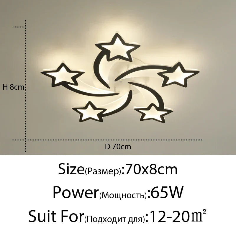 Modern LED Star Chandelier with Remote Control Indoor Lighting