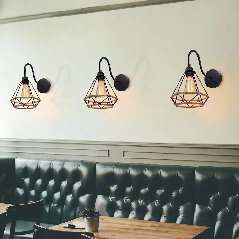 Diamond Cage Iron Pendant Light for Living Dining Bedroom