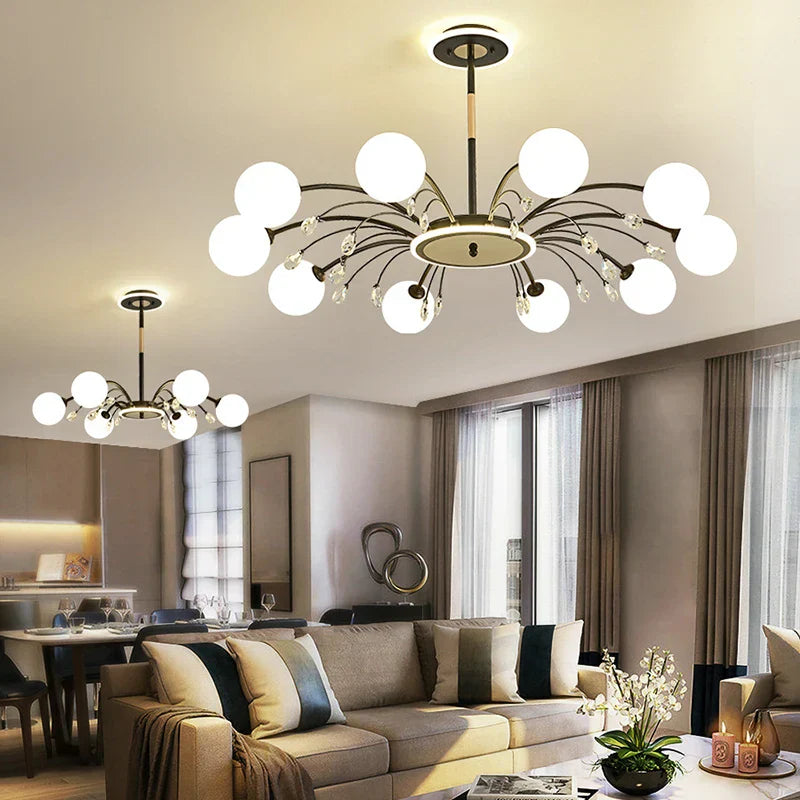 Nordic Crystal Glass Chandelier with E27 Lamp Holder for Livingroom Bedroom Diningroom by Afralia™