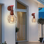 Vintage Industrial Iron Rust Wall Lamp Retro Cage Sconce for Living Room
