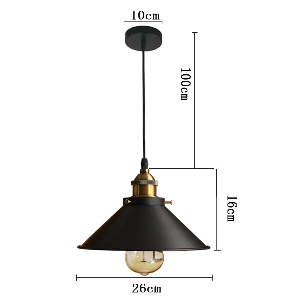 Retro Iron Pendant Light: Vintage Industrial Hanging Lamp for Home Decor
