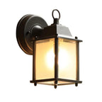 Black Finish Wall Lantern with Frosted Glass Shade for Outdoor Use