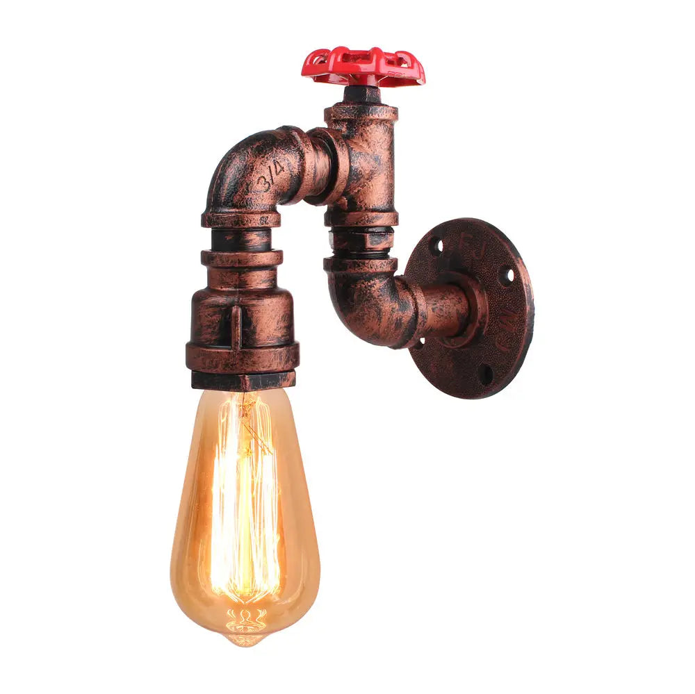 Iron Water Pipe Wall Lamp E27 Loft Bar Lighting Fixtures